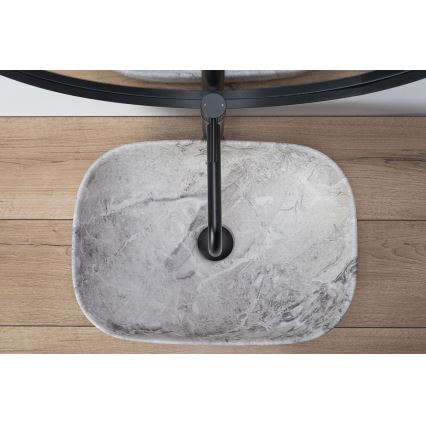 REA-U3800 - Lavatório de bancada LIVIA 33,5x46,5 cm cerâmica/cinzento/efeito pedra