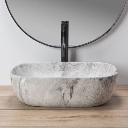 REA-U3800 - Lavatório de bancada LIVIA 33,5x46,5 cm cerâmica/cinzento/efeito pedra