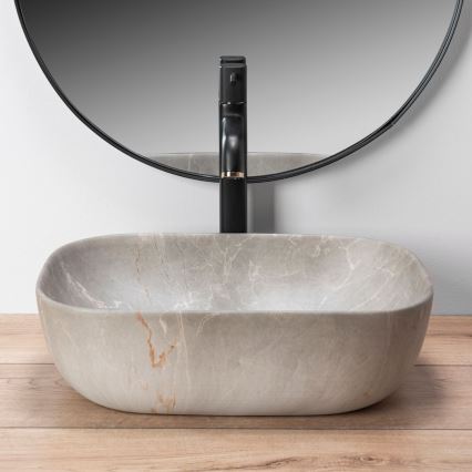 REA-U3802 - Lavatório de bancada LIVIA 33,5x46,5 cm cerâmica/cinzento/acabamento marmorizado