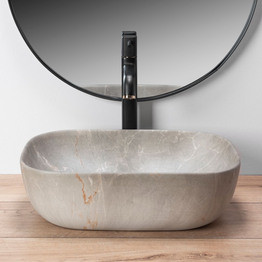 REA-U3802 - Lavatório de bancada LIVIA 33,5x46,5 cm cerâmica/cinzento/acabamento marmorizado
