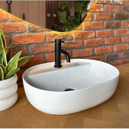 REA-U4620 - Lavatório de sobrepor AURA 38,5x50,5 cm cerâmica/branco brilhante