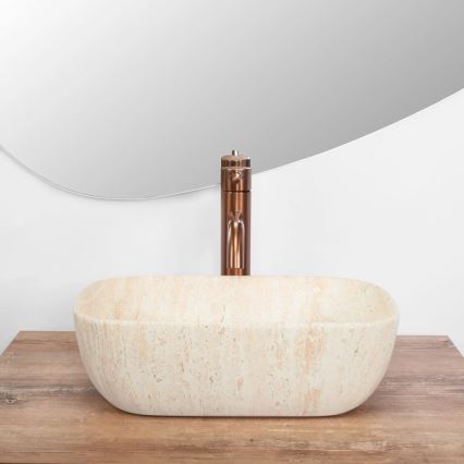 REA-U4700 - Lavatório de bancada BELINDA 25x36 cm cerâmica/bege/efeito pedra