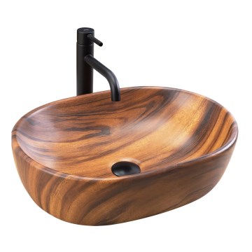 REA-U5060 - Cuba de sobrepor AMELIA 34,5x48 cm cerâmica/decor madeira
