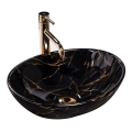 REA-U5611 - Lavatório de sobrepor SOFIA 34,5 x 41 cm cerâmica/preto/acabamento em mármore