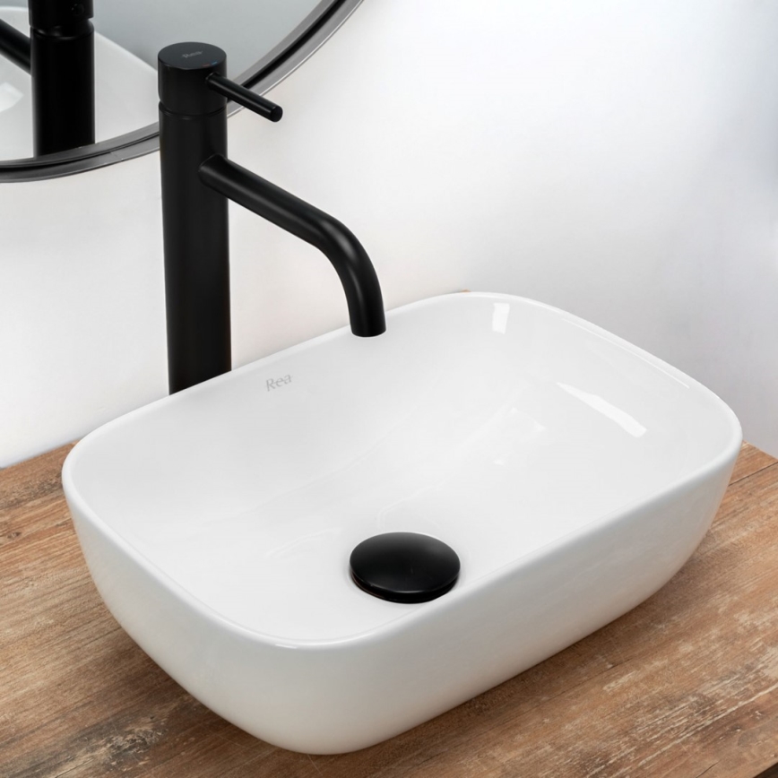 REA-U5667 - Lavatório para bancada BELINDA MINI 25x36 cm, cerâmica/branco brilhante