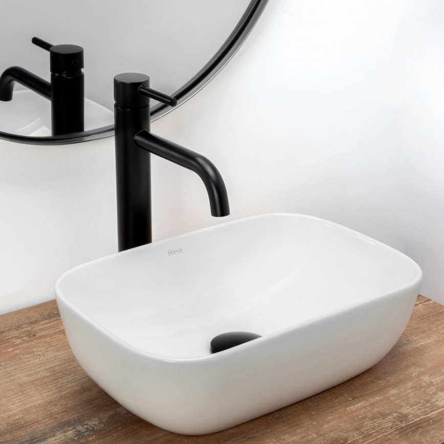 REA-U5667 - Lavatório para bancada BELINDA MINI 25x36 cm, cerâmica/branco brilhante
