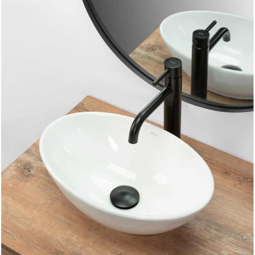 REA-U5804 - Lavatório para bancada PAMELA MINI 26,5x40 cm cerâmica/branco brilhante