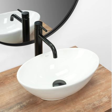 REA-U5804 - Lavatório para bancada PAMELA MINI 26,5x40 cm cerâmica/branco brilhante