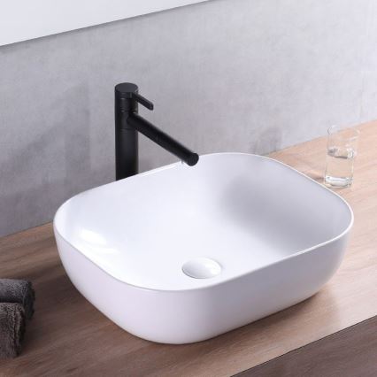 REA-U6300 - Lavatório para bancada MONA SLIM 40x50,5 cm cerâmica/branco brilhante