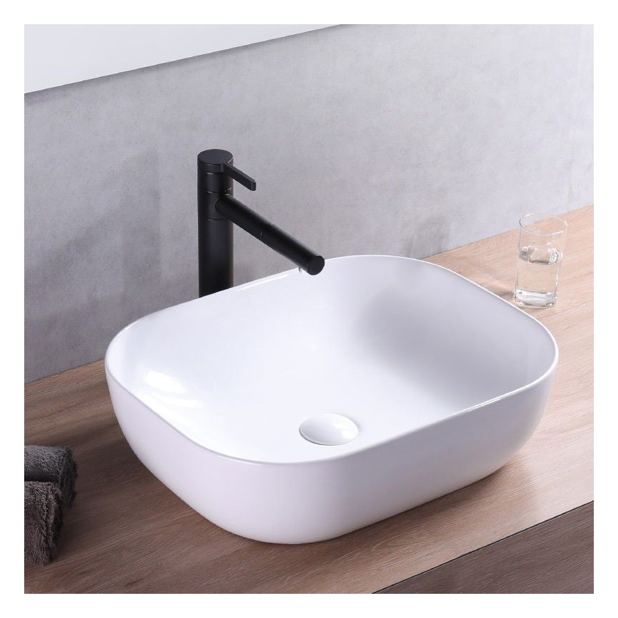 REA-U6300 - Lavatório para bancada MONA SLIM 40x50,5 cm cerâmica/branco brilhante