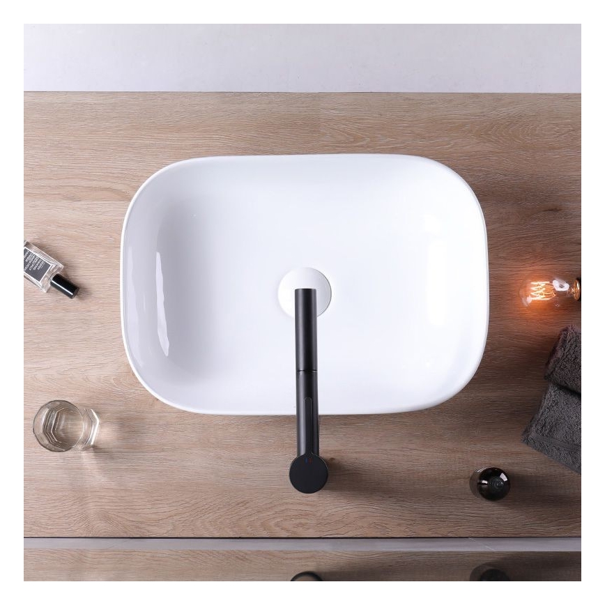 REA-U6300 - Lavatório para bancada MONA SLIM 40x50,5 cm cerâmica/branco brilhante