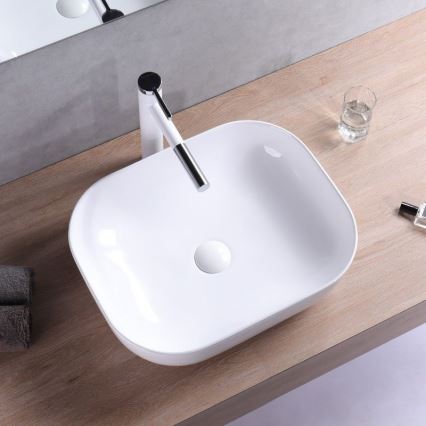 REA-U6300 - Lavatório para bancada MONA SLIM 40x50,5 cm cerâmica/branco brilhante