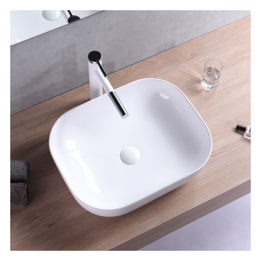 REA-U6300 - Lavatório para bancada MONA SLIM 40x50,5 cm cerâmica/branco brilhante