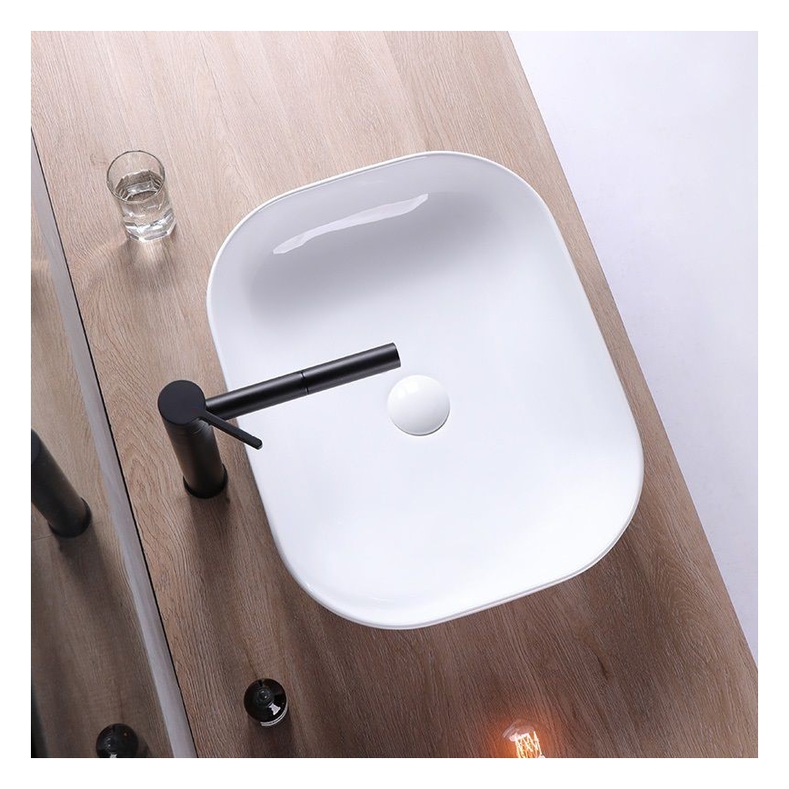 REA-U6300 - Lavatório para bancada MONA SLIM 40x50,5 cm cerâmica/branco brilhante