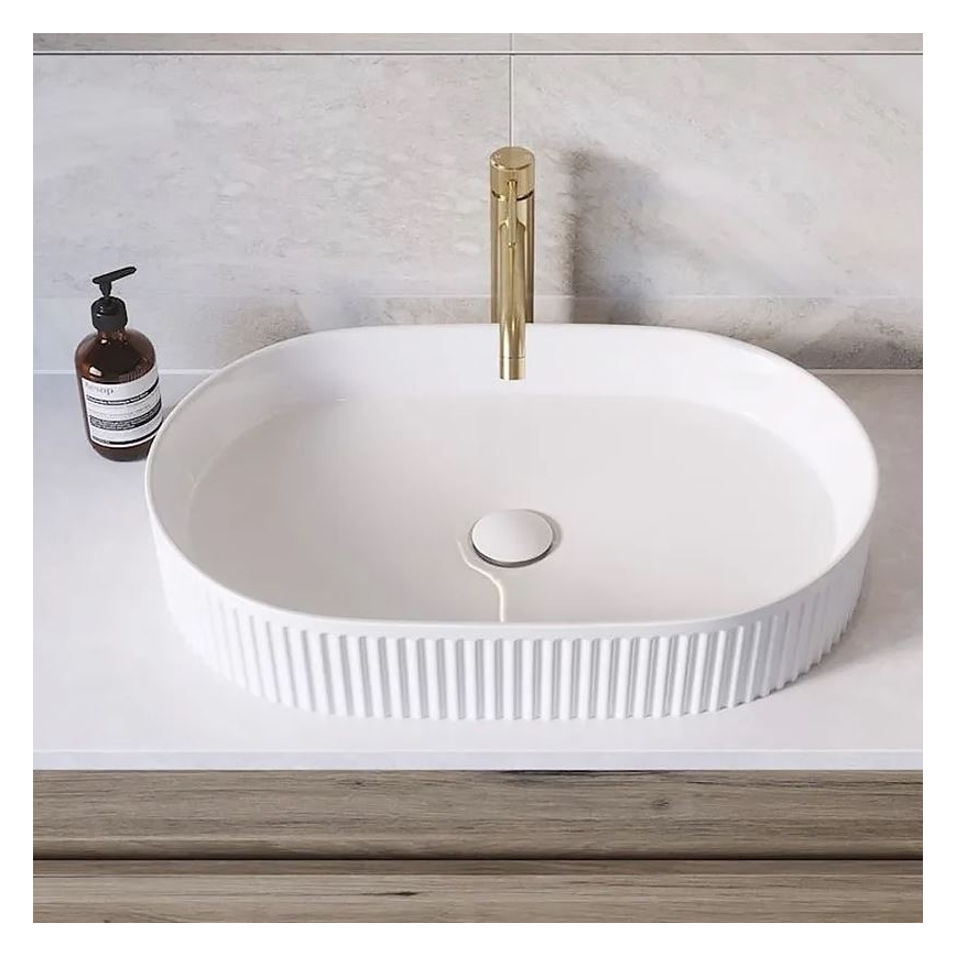 REA-U6526 - Lavatório de bancada VANDA 34x60 cm cerâmica/branco brilhante