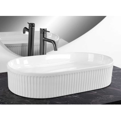 REA-U6526 - Lavatório de bancada VANDA 34x60 cm cerâmica/branco brilhante