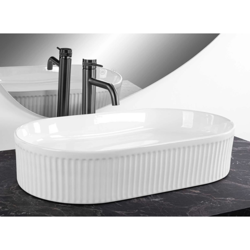 REA-U6526 - Lavatório de bancada VANDA 34x60 cm cerâmica/branco brilhante