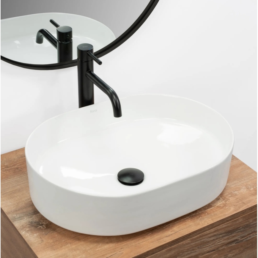 REA-U6563 - Lavatório de sobrepor NADIA 38x50 cm cerâmica/branco brilhante