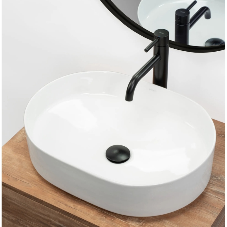 REA-U6563 - Lavatório de sobrepor NADIA 38x50 cm cerâmica/branco brilhante