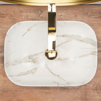 REA-U6596 - Lavatório de bancada BELINDA 33,5x46,5 cm cerâmica/decor de mármore