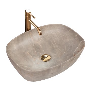 REA-U6647 - Lavatório de bancada FREJA 39,5x51 cm cerâmica/cinzento/decoração em mármore
