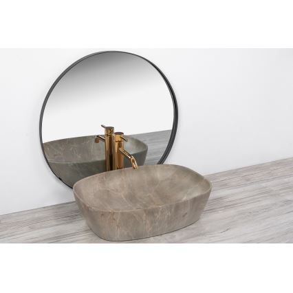REA-U6647 - Lavatório de bancada FREJA 39,5x51 cm cerâmica/cinzento/decoração em mármore
