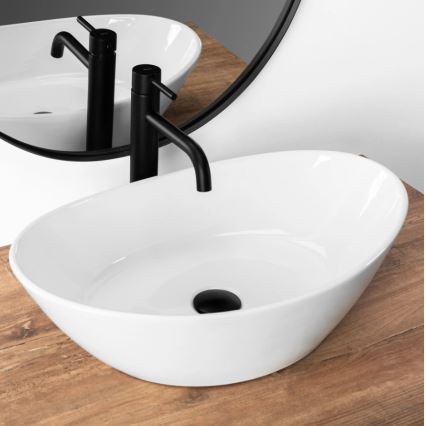 REA-U6801 - Lavatório de bancada KATE 33,5x55,5 cm cerâmica/branco brilhante