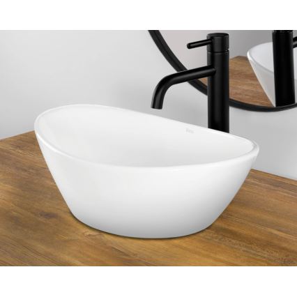 REA-U6802 - Lavatório de bancada KATE 27 x 45 cm cerâmica/branco brilhante