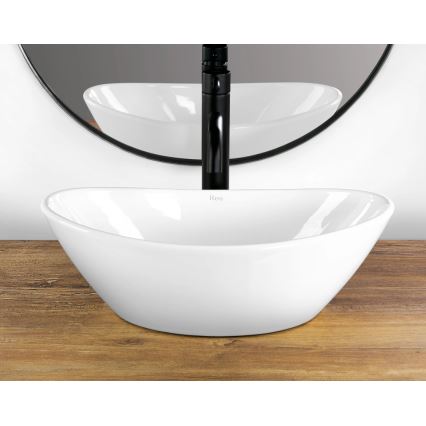 REA-U6802 - Lavatório de bancada KATE 27 x 45 cm cerâmica/branco brilhante