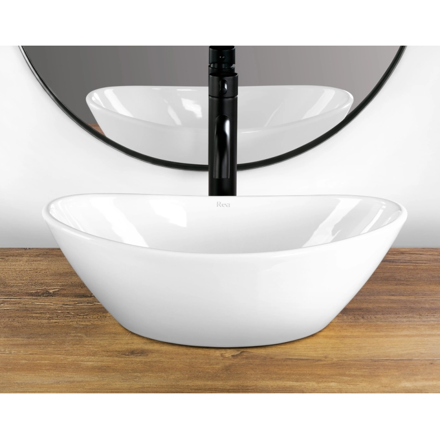 REA-U6802 - Lavatório de bancada KATE 27 x 45 cm cerâmica/branco brilhante