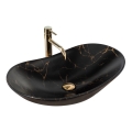 REA-U7478 - Lavatório de bancada ROYAL 36x62 cm cerâmica/preto/decoração em mármore
