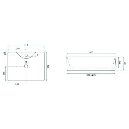 REA-U8196 - Lavatório de bancada KELLY MINI 31x41 cm cerâmica/branco brilhante