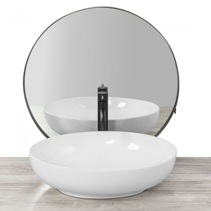REA-U8198 - Lavatório para bancada CAROLA SLIM 39x51,5 cm cerâmica/branco brilhante