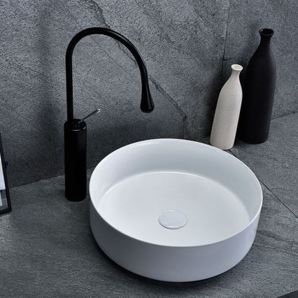 REA-U8493 - Lavatório de bancada ELMA Ø 45 cm cerâmica/branco brilhante