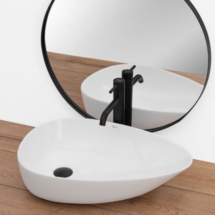 REA-U8536 - Lavatório sobre bancada GRETA 39x56 cm cerâmica/branco brilhante