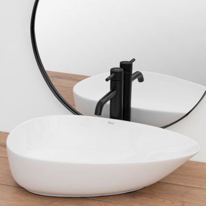 REA-U8536 - Lavatório sobre bancada GRETA 39x56 cm cerâmica/branco brilhante