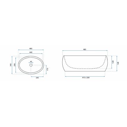 REA-U8568 - Lavatório de bancada LINDA 34x48,5 cm cerâmica/decoração em mármore