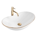 REA-U8570 - Lavatório para bancada ROYAL 36x62 cm cerâmica/branco brilhante/dourado