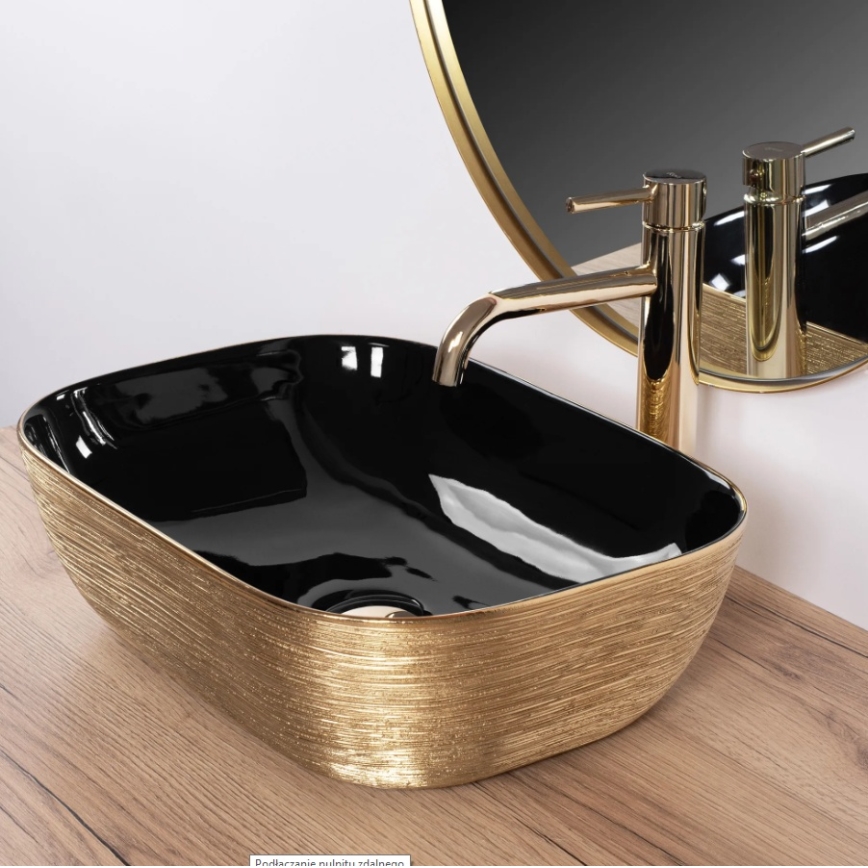 REA-U8780 - Lavatório de bancada BELINDA 33x46,5 cm cerâmica/preto/dourado
