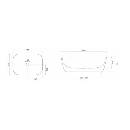 REA-U8780 - Lavatório de bancada BELINDA 33x46,5 cm cerâmica/preto/dourado