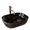 REA-U8907 - Lavatório de sobrepor BELINDA 33,5x46,5 cm cerâmica/preto/decoração em mármore