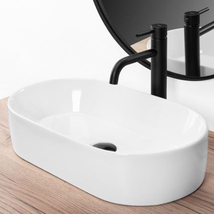 REA-U9108 - Lavatório de bancada LAYLA 30x53 cm cerâmica/branco brilhante