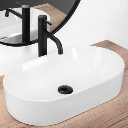REA-U9108 - Lavatório de bancada LAYLA 30x53 cm cerâmica/branco brilhante