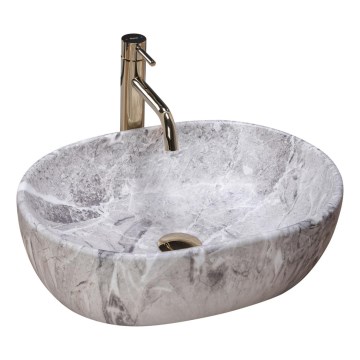 REA-U9888  - Lavatório para bancada LARA 35x48,5 cm cerâmica/imitação de pedra