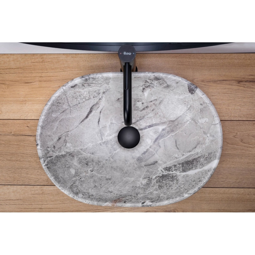 REA-U9888  - Lavatório para bancada LARA 35x48,5 cm cerâmica/imitação de pedra