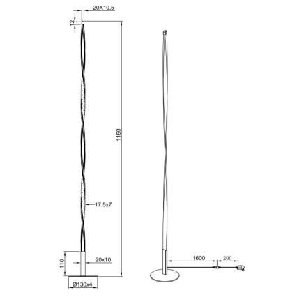 Reality - Candeeiro de chão LED com regulação SPIN LED/10,5W/230V