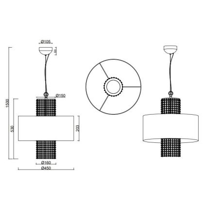 Reality - Candelabro suspenso KING 3xE14/28W/230V prateado