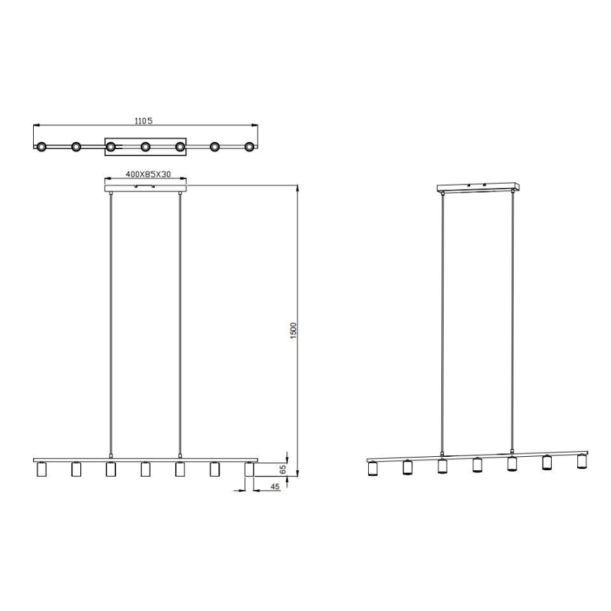 Reality - Candelabro suspenso VANNES 7xE27/40W/230V