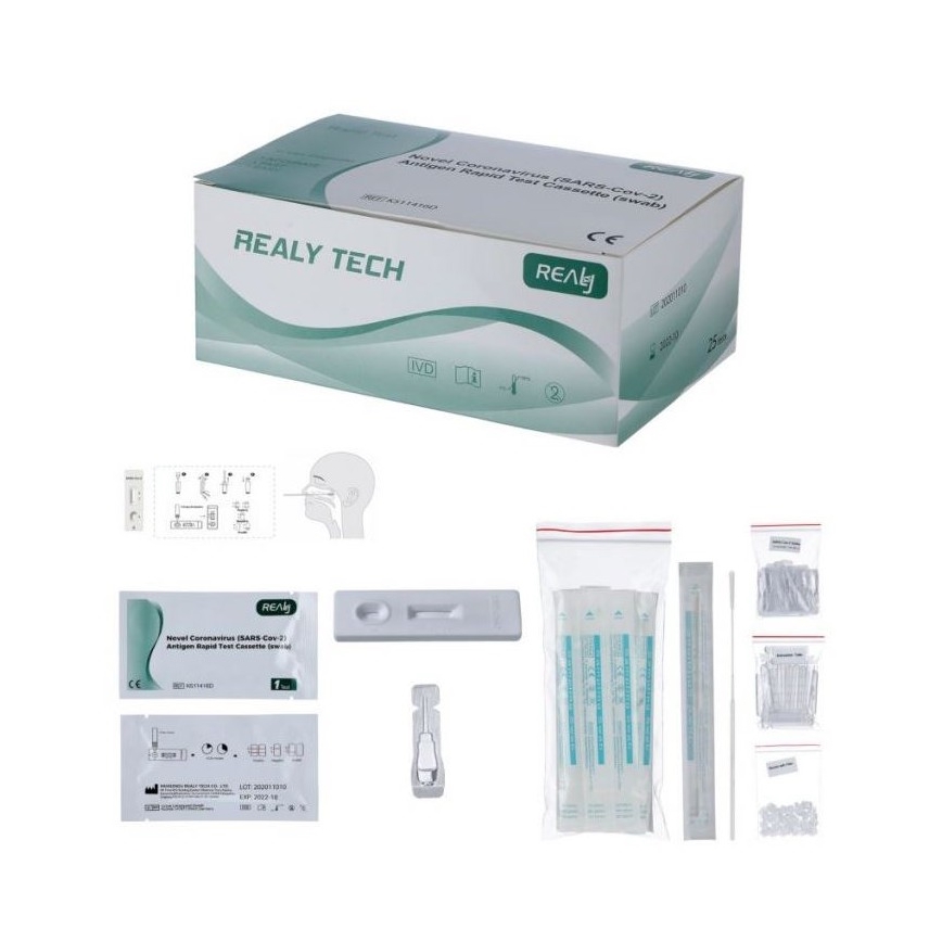 RealyTech - Teste rápido de Antigénio COVID-19 (zaragatoa) - do nariz 25pcs