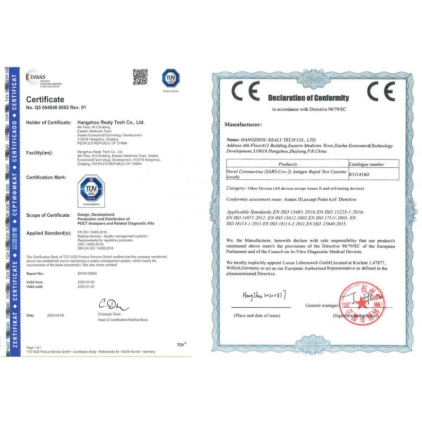 RealyTech - Teste rápido de Antigénio COVID-19 (zaragatoa) - do nariz 25pcs